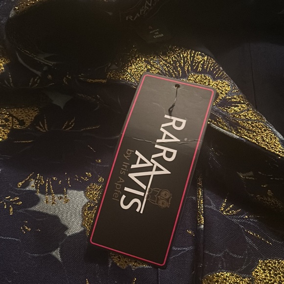 Blue and gold floral no waist pants. - Picture 5 of 5